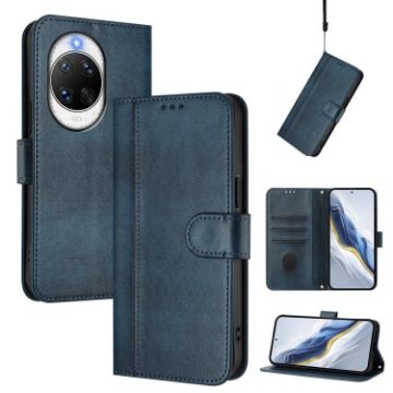 Huawei nova 14 Ultra Retro Leather Phone Case, Dark Blue, Splicing Buckle - 1