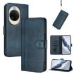 Huawei nova 14 Retro Leather Phone Case, Line Splicing Buckle, Dark Blue - 1