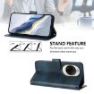 Huawei nova 14 Retro Leather Phone Case, Line Splicing Buckle, Dark Blue - 4