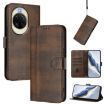 Huawei nova 14 Retro Leather Phone Case, Brown - Line Splicing Buckle - 1