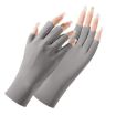 Gray Ice Silk Half Finger Ladies Sunscreen Gloves - Cent Finger Style - 1