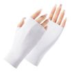 Ladies Half Finger Ice Silk Sunscreen Gloves - Linked Finger White - 1