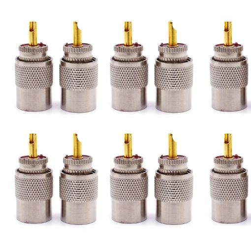 10pcs UHF Male PL259 Connector for RG8/RG58 Cable Antenna Lug - 1