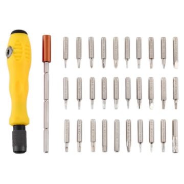 32-in-1 CRV Steel Mobile Phone Repair Tool Set - Yellow Screwdriver Kit - 1