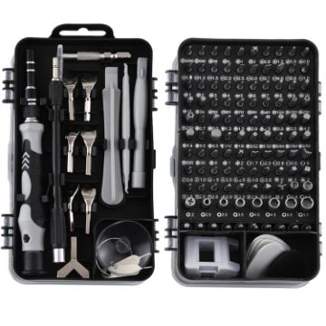 135 in 1 Mobile Phone & Clock Repair Tool Set - Screwdriver Kit (Black Gray) - 1