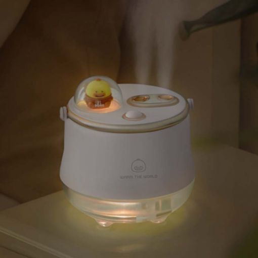 F08 Wireless Double Spray Humidifier with LED Night Light - White - 1