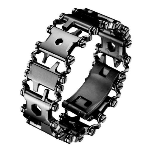 Multifunctional Stainless Steel Outdoor Survival Bracelet for Men - Black - 1