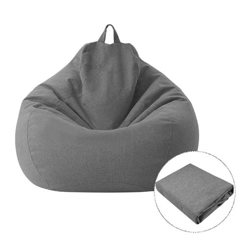 Dark Gray Lazy Sofa Bean Bag Chair Cover, 70x80cm Fabric - 1