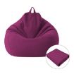 Purple Lazy Sofa Bean Bag Chair Fabric Cover, 70x80cm Size - 1