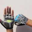 Cycling Shock Absorbing Anti-Slip Half-Finger Gloves, Size L, Blue - 1