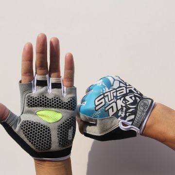 Cycling Shock Absorbing Anti-Slip Half-Finger Gloves, Size L, Blue - 1