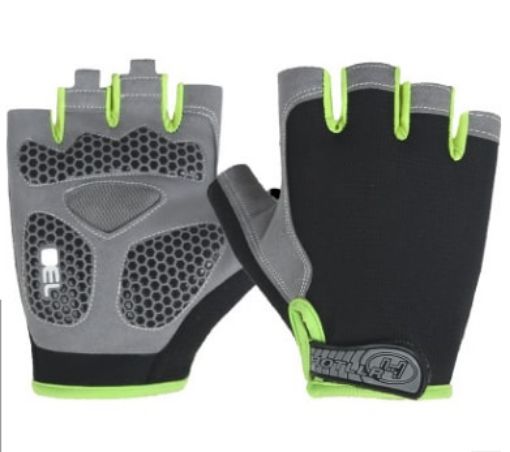 Cycling Shock Absorbing Anti-Slip Half-Finger Gloves, Size L (Black+Green) - 1