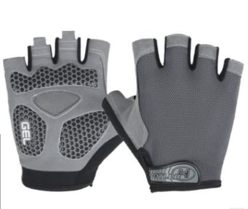 Cycling Shock Absorbing Anti-Slip Half-Finger Gloves, Size L (Grey) - 1