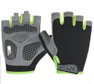 XL Black+Green Cycling Shock Absorbing Anti-Slip Half-Finger Gloves - 1