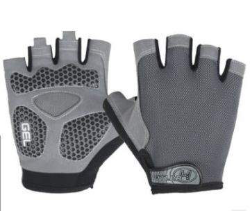 XL Grey Cycling Shock Absorbing Anti-Slip Half-Finger Gloves for Fitness - 1