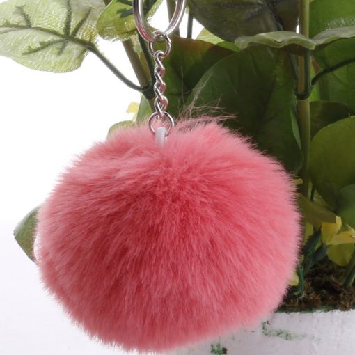 Fur Ball Pompon Keychain - Artificial Rabbit Fur Keychains for Women - 1