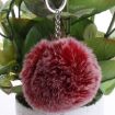 Frost Wine Red Fur Ball Pompon Keychain - Artificial Rabbit Fur Key Ring - 1