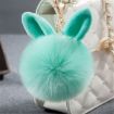 Green Fur Pom Keychains - Fake Rabbit Fur Ball Keychain - 1