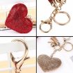 Purple Heart Keychain Leather Tassel Gold Key Holder Crystal Keyring Gift - 4