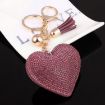 Purple Heart Keychain Leather Tassel Gold Key Holder Crystal Keyring Gift - 6