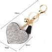 Orange Heart Keychain Leather Tassel Gold Key Holder Crystal Charm Gift - 2
