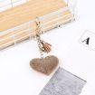 Orange Heart Keychain Leather Tassel Gold Key Holder Crystal Charm Gift - 3