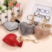 Light Red Heart Keychain Leather Tassel Gold Holder Crystal Keyring Gift - 5