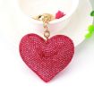 Wine Red Heart Keychain Leather Tassel Gold Holder Crystal Keyring Gift - 1