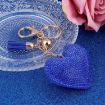 Blue Heart Keychain Leather Tassel Gold Key Holder Crystal Keyring Gift - 6