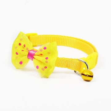 Yellow Adjustable Bow Knot Bell Collar for Cats and Dogs - Pet Supplies - 1