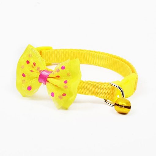 Yellow Adjustable Bow Knot Bell Collar for Cats and Dogs - Pet Supplies - 1