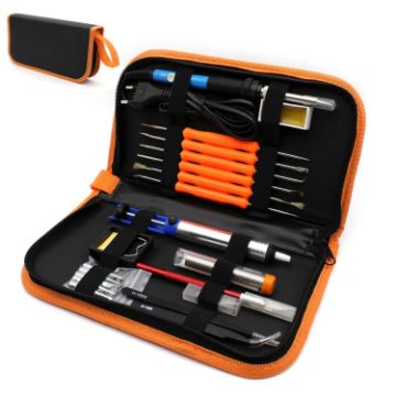 60W Electric Soldering Iron Kit + 5 Tips, Tweezers, Knife (Orange) - 1
