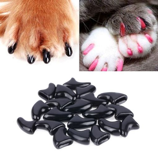 Silicone Cat Nail Caps - 20 PCS XS Black Claw Covers & Protectors - 1