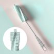 Silicone Baby Bottle Cleaning Brush 360 Rotating Long Handle (Blue) - 1