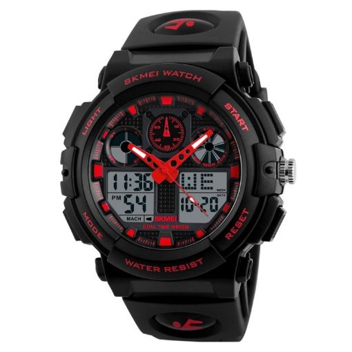 SKMEI 1270 Men's Red Waterproof Dual Display Digital Sports Watch - 1
