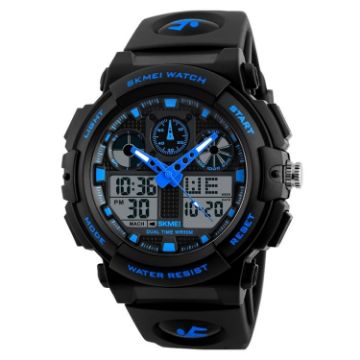 SKMEI 1270 Men's Waterproof Dual Display Digital Sports Watch - Blue - 1