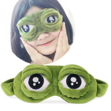 Plush 3D Frog Eye Mask with Ice Bag - Cute Eyes Sleep & Travel Cover - 1