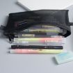 Transparent Mesh Pencil Case - Nylon, Small Black for Office & School Supplies - 7