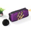 Reversible Sequin Pencil Case - Purple+Gold, Super Big School Supplies Gift - 2