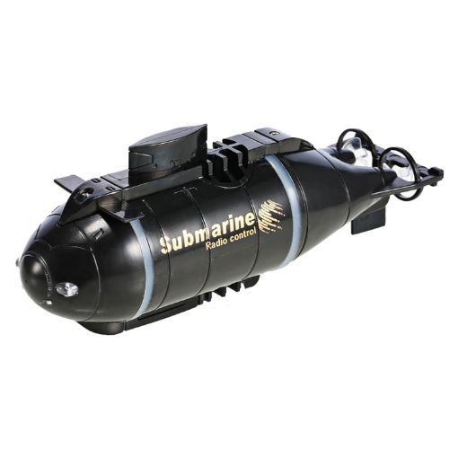 Kids 2.4G RC Mini Submarine Model - Black, Six-Way Water Play Boat - 1