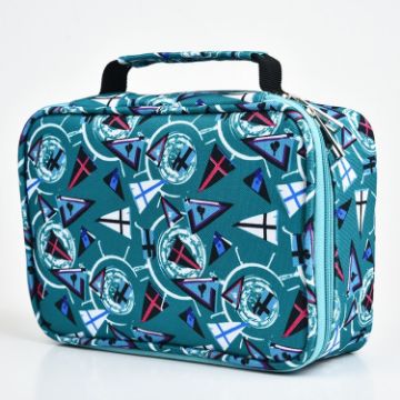 Large-Capacity Green Geometry Frosted Zipper Pencil Case - 1