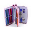 Square Two-Layer 35-Hole Sketch Colorful Stationery Bag - Purple - 4