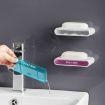 Wall-Mounted Double-Layer Drain Soap Box, Transparent Gray, No Perforation - 5