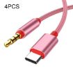 4 PCS Pink 3.5mm to Type-C Audio Cable Microphone Adapter for Phone - 1
