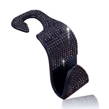 Car Rear Seat Hooks - 3 PCS Multi-Function Diamond-Studded, Black - 1