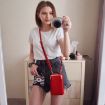 Gray H2107 Ladies Mobile Phone Shoulder Bag Pebbled Zipper Wallet - 8
