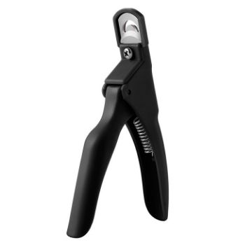 Black U-Shaped Nail Scissors with Hood for DIY French Fake Nails - 1