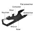 7 in 1 Outdoor Multi-Function Keychain Tool Card - Black - 4