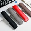 Gray Leather Pencil Bag - Simple Portable PU Stationery Protective Shell - 2