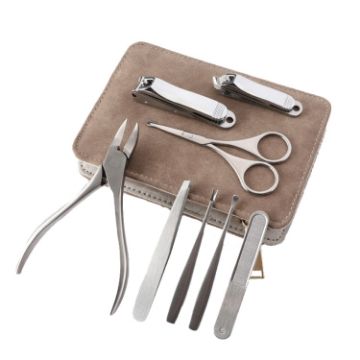 8-in-1 Stainless Steel Manicure Set: Nail Clippers & Nose Hair Pliers - 1